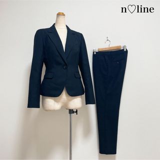 青山 - n♡line パンツスーツ 濃紺 チェック パンツ 仕事 就活 入学式 卒業式