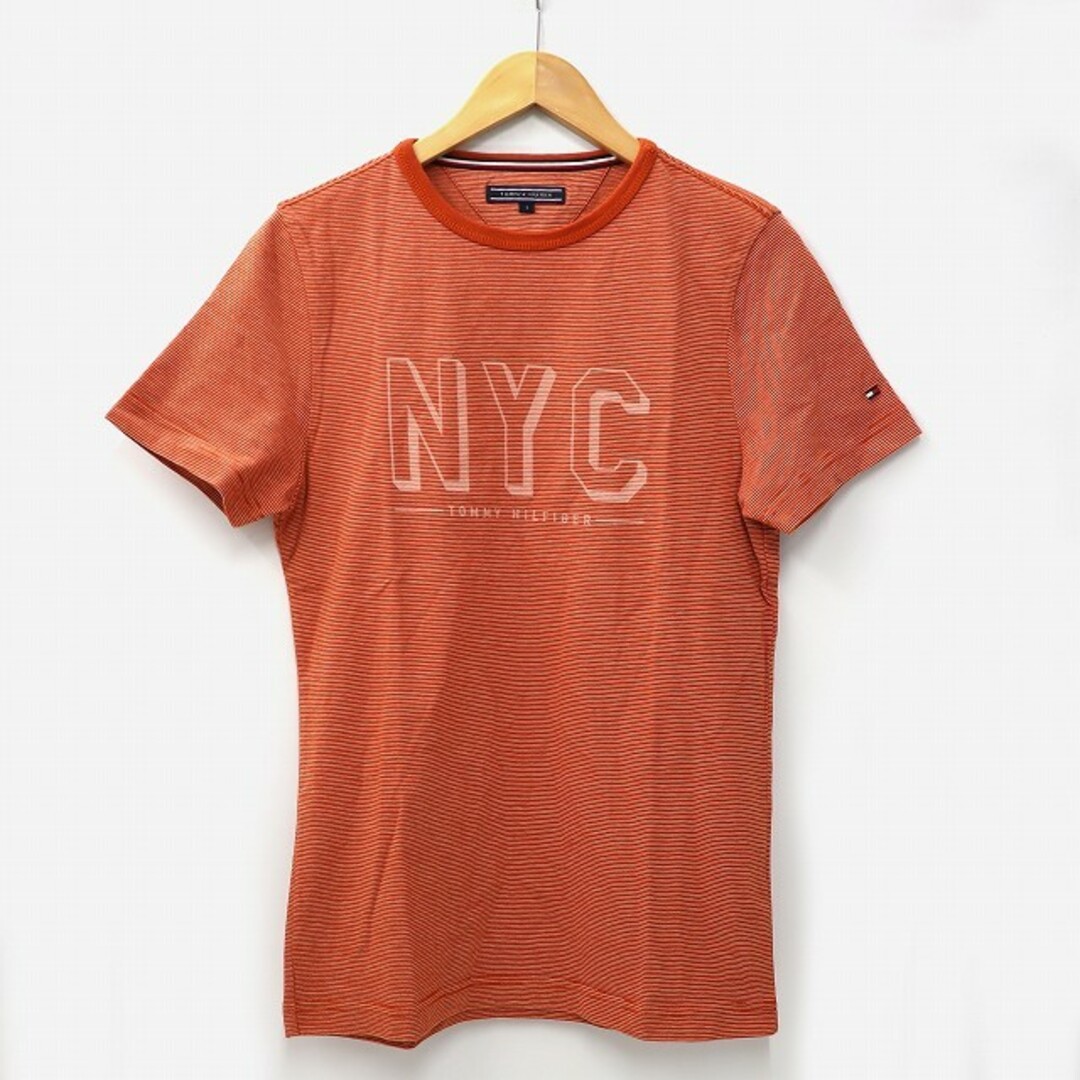 TOMMY HILFIGER(トミーヒルフィガー)のトミーヒルフィガー クルーネック 半袖 ボーダー Tシャツ S オレンジ メンズのトップス(Tシャツ/カットソー(半袖/袖なし))の商品写真