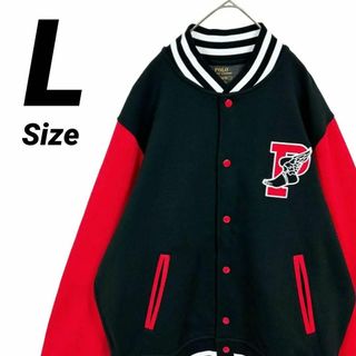 ポロラルフローレン(POLO RALPH LAUREN)の美品★L★ポロラルフローレン P-wing ワッペンアップリケ スタジャン(スタジャン)