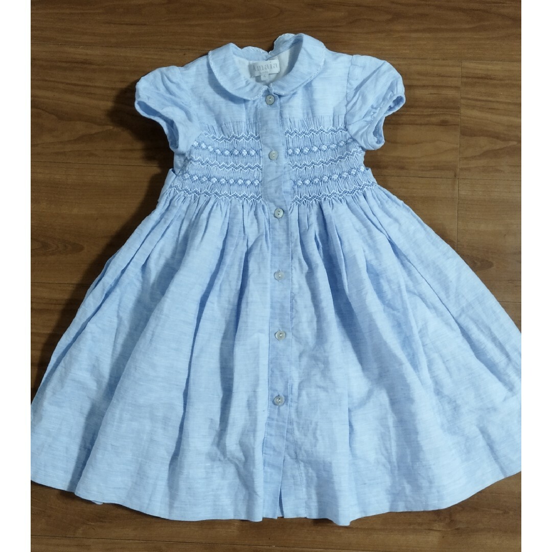 Bonpoint(ボンポワン)のamaia kids アマイマキッズ スモッキングワンピース 4 y 刺繍 キッズ/ベビー/マタニティのキッズ服女の子用(90cm~)(ワンピース)の商品写真