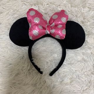 ディズニー(Disney)のディズニー カチューシャ スパンコール ミニー ペア ピンク(カチューシャ)