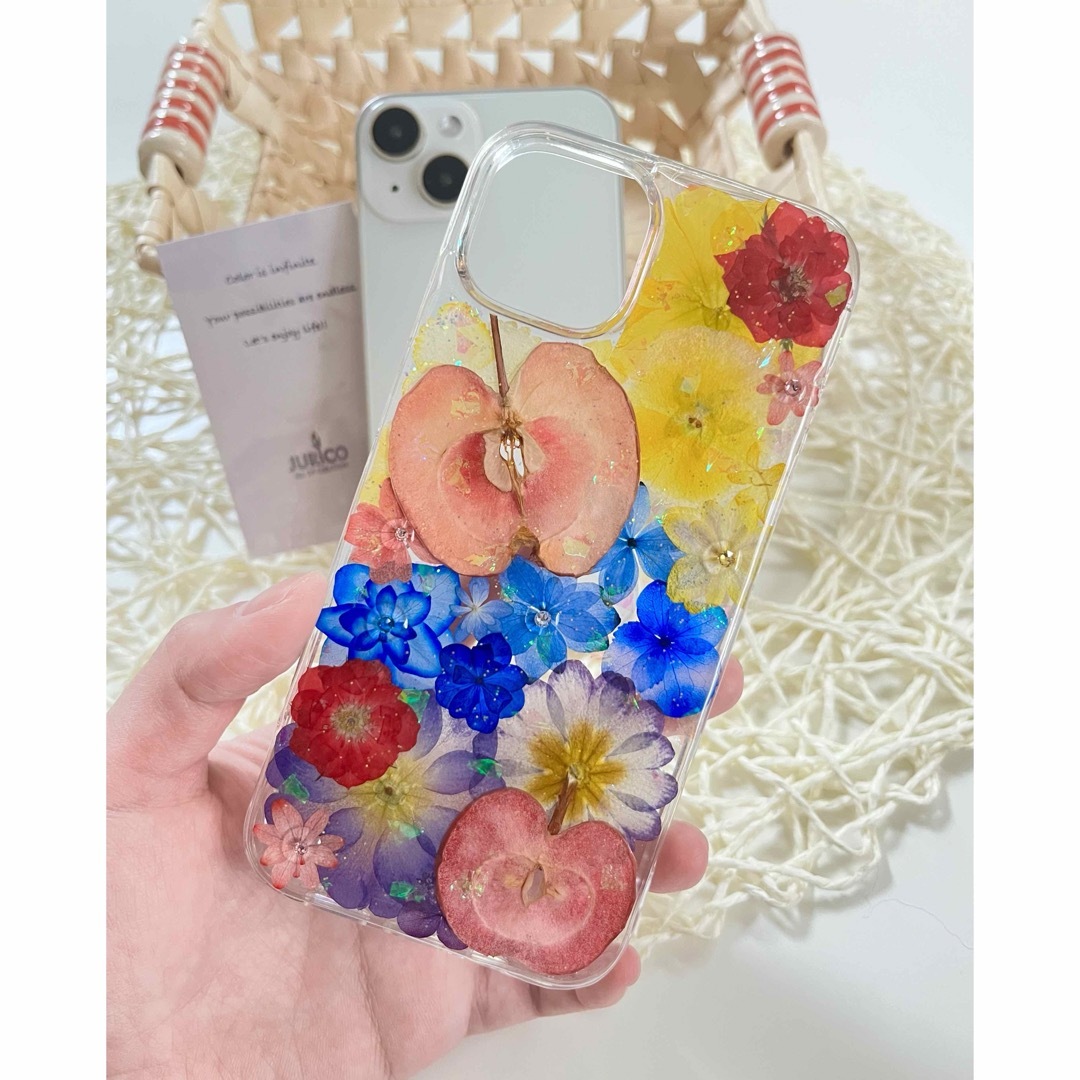 フルオーダーメイドのハンドメイド押し花スマホケース　全機種対応 ハンドメイドのスマホケース/アクセサリー(スマホケース)の商品写真