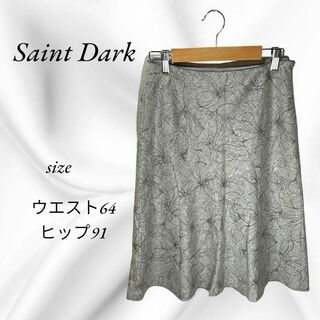 Saint Dark フレアスカート ひざ丈スカート　花柄 上品　オフィス　M(ひざ丈スカート)
