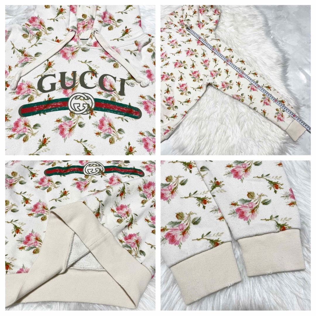 Gucci(グッチ)の本物 グッチ 近年モデル 花柄 ローズ 長袖 パーカー フード付 スウェット レディースのトップス(パーカー)の商品写真