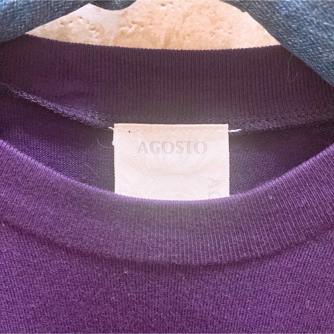 AGOSTO SHOP(アゴストショップ)の[AGOSTO] 無地Tシャツ2枚セット(カーキ/パープル) 日本製　未使用 レディースのトップス(Tシャツ(半袖/袖なし))の商品写真