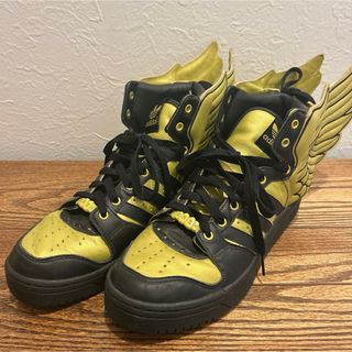 ジェレミースコット(JEREMY SCOTT)のadidas×JEREMY SCOTT WINGS 黒×金スニーカー27センチ(スニーカー)