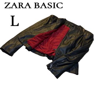 ザラ(ZARA)の【ZARA BASIC／ザラ】フェイクレザージャケット L 美品 ブラック(ライダースジャケット)