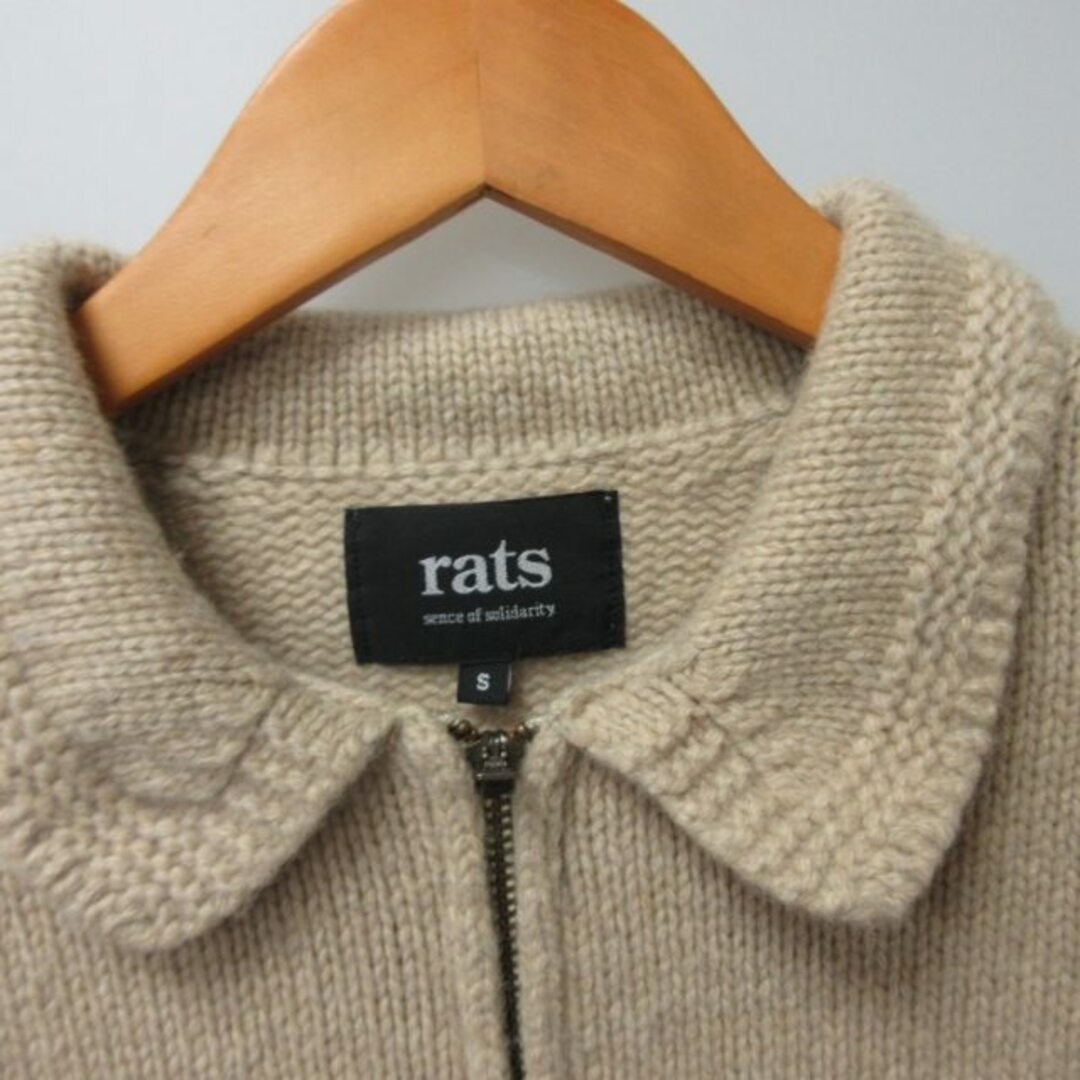 RATS(ラッツ)のラッツ ジップアップブルゾン ニットジャケット ベージュ S IBO47 メンズのジャケット/アウター(ブルゾン)の商品写真
