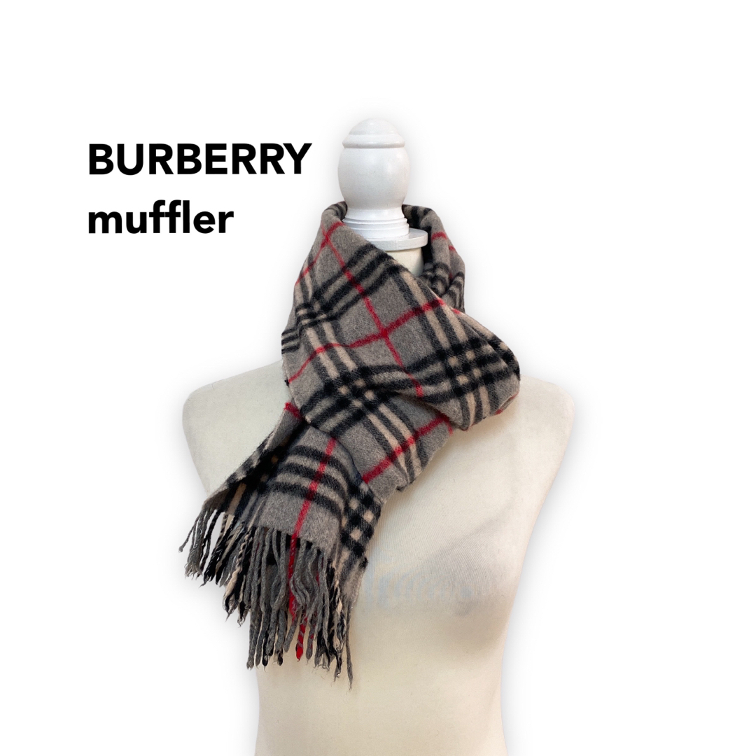 BURBERRY(バーバリー)のBurberry バーバリー　マフラー　ストール　ノバチェック　ウール　グレー レディースのファッション小物(マフラー/ショール)の商品写真