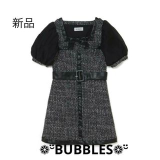 バブルス(Bubbles)のBUBBLES ポイントレザーリボンワンピース　チェック(ミニワンピース)