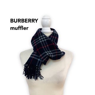 バーバリー(BURBERRY)のBurberry バーバリー　マフラー　ストール　ノバチェック　ウール　ネイビー(マフラー/ショール)