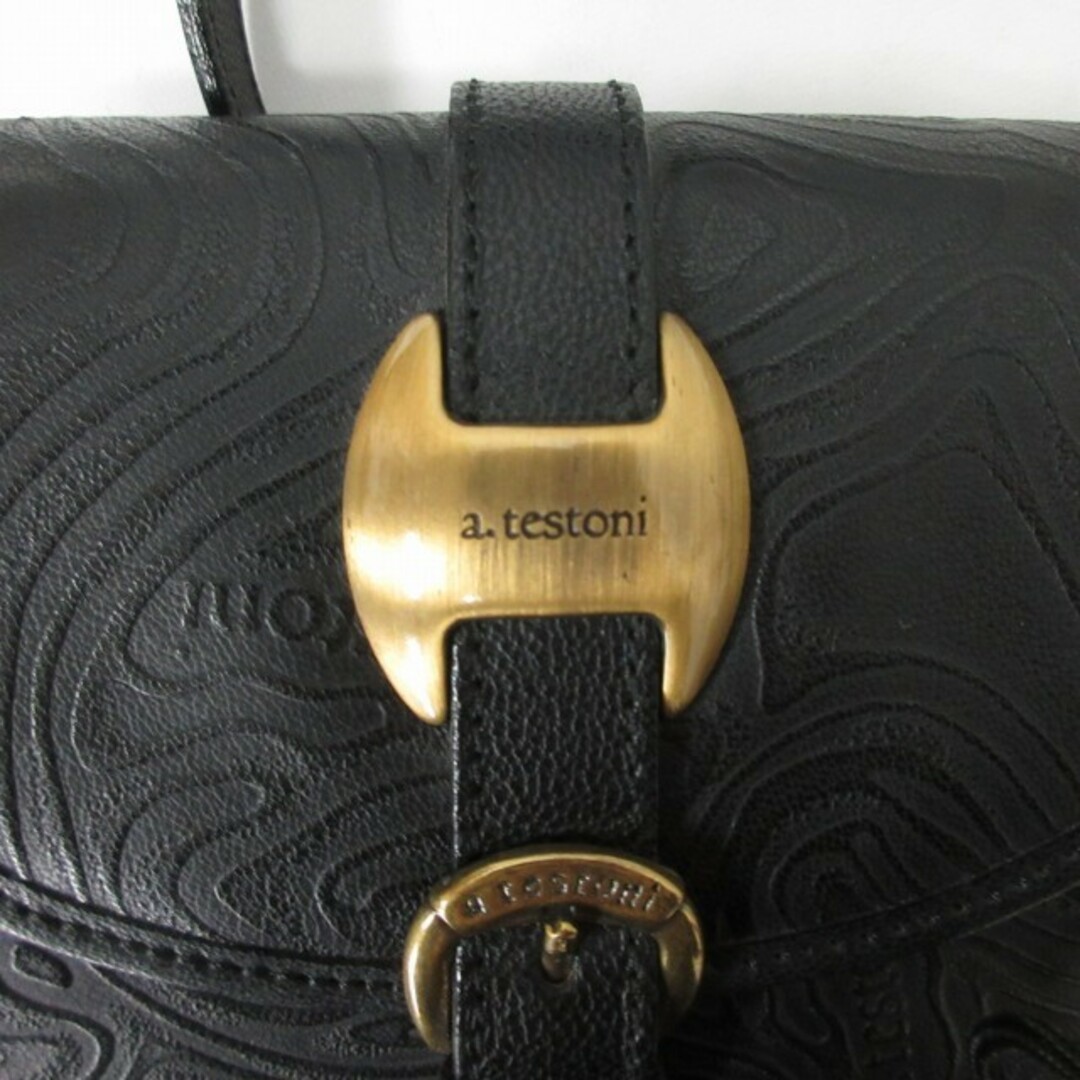 a.testoni(アテストーニ)のア・テストーニ 美品 ショルダーバッグ 斜め掛け レザー 皮革 IBO47 黒 レディースのバッグ(ショルダーバッグ)の商品写真