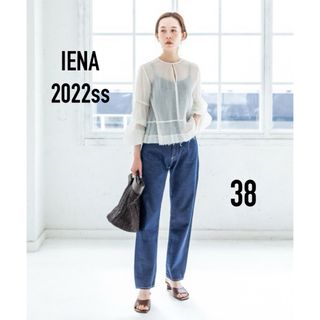 イエナ(IENA)の【美品】イエナ　セルビッチハイライズエコデニムパンツ　38 ブルー(デニム/ジーンズ)