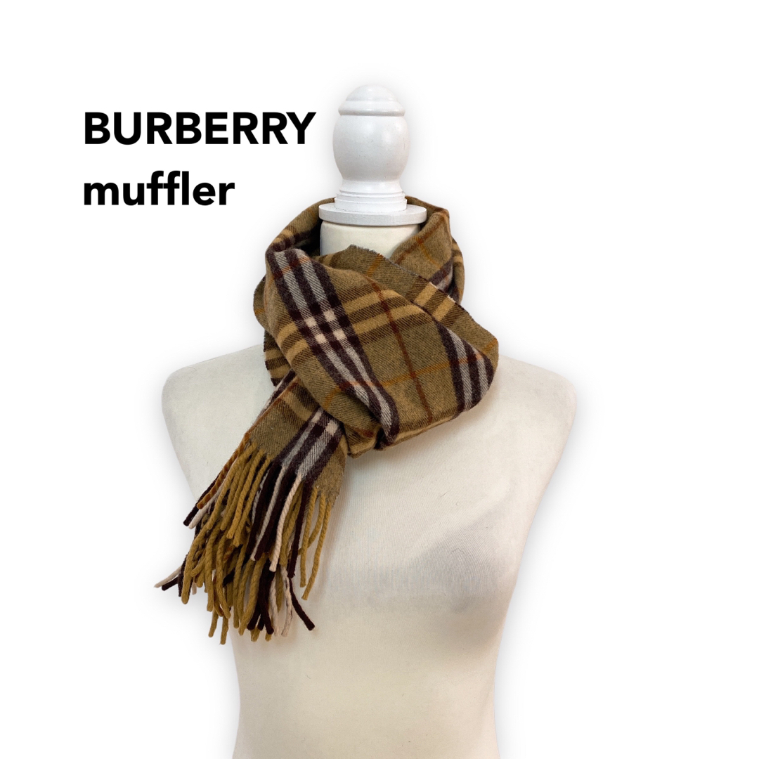 BURBERRY(バーバリー)のBurberry バーバリー　マフラー　ストール　ノバチェック　ウール　カーキ レディースのファッション小物(マフラー/ショール)の商品写真