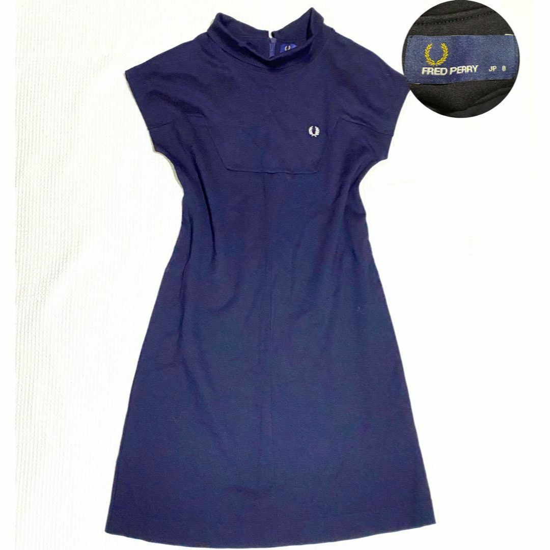 FRED PERRY(フレッドペリー)の【美品】FRED PERRY Roll Neck Dress 襟付き　ネイビー レディースのワンピース(ひざ丈ワンピース)の商品写真