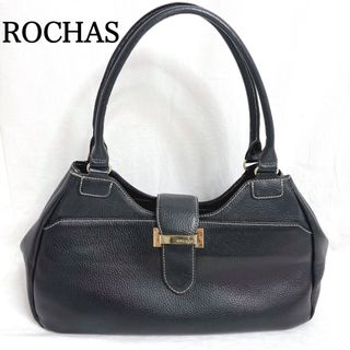 ROCHAS ロシャス レザー トートバッグ ハンドバッグ 金具 黒