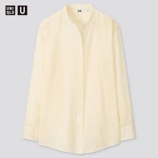 ユニクロ(UNIQLO)のUNIQLO シアーバンドカラーシャツ（長袖）NATURAL 新品未開封　3XL(シャツ/ブラウス(長袖/七分))