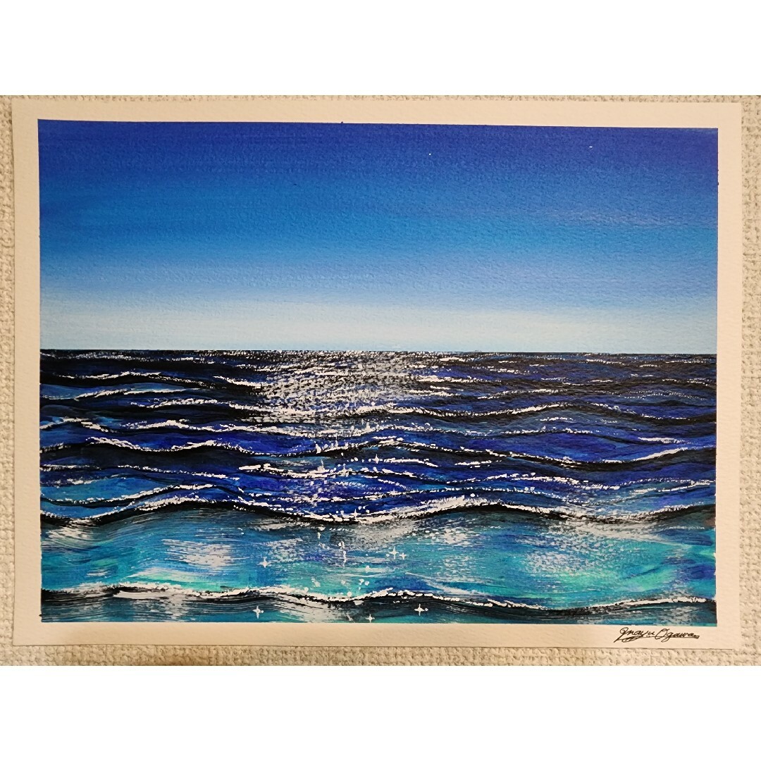 アクリル画　海　風景画　絵画　イラスト　アート　海の絵 インテリア/住まい/日用品のインテリア小物(その他)の商品写真