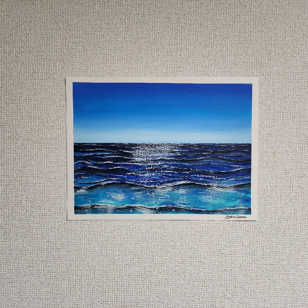 アクリル画　海　風景画　絵画　イラスト　アート　海の絵 インテリア/住まい/日用品のインテリア小物(その他)の商品写真