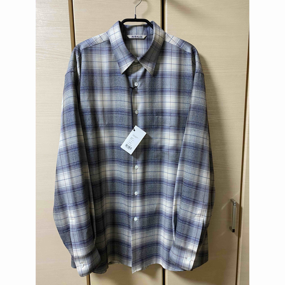 AURALEE - AURALEE 23AW チェックシャツ GRAY CHECK グレー