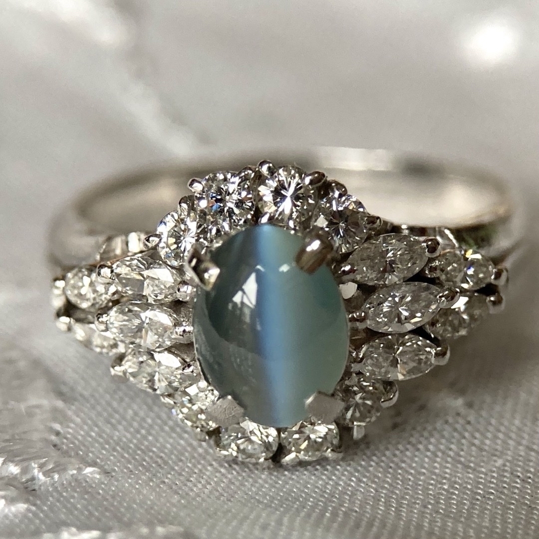 プラチナ　アレキサンドライトキャッツアイ1.27 ct 0.68ct リング レディースのアクセサリー(リング(指輪))の商品写真