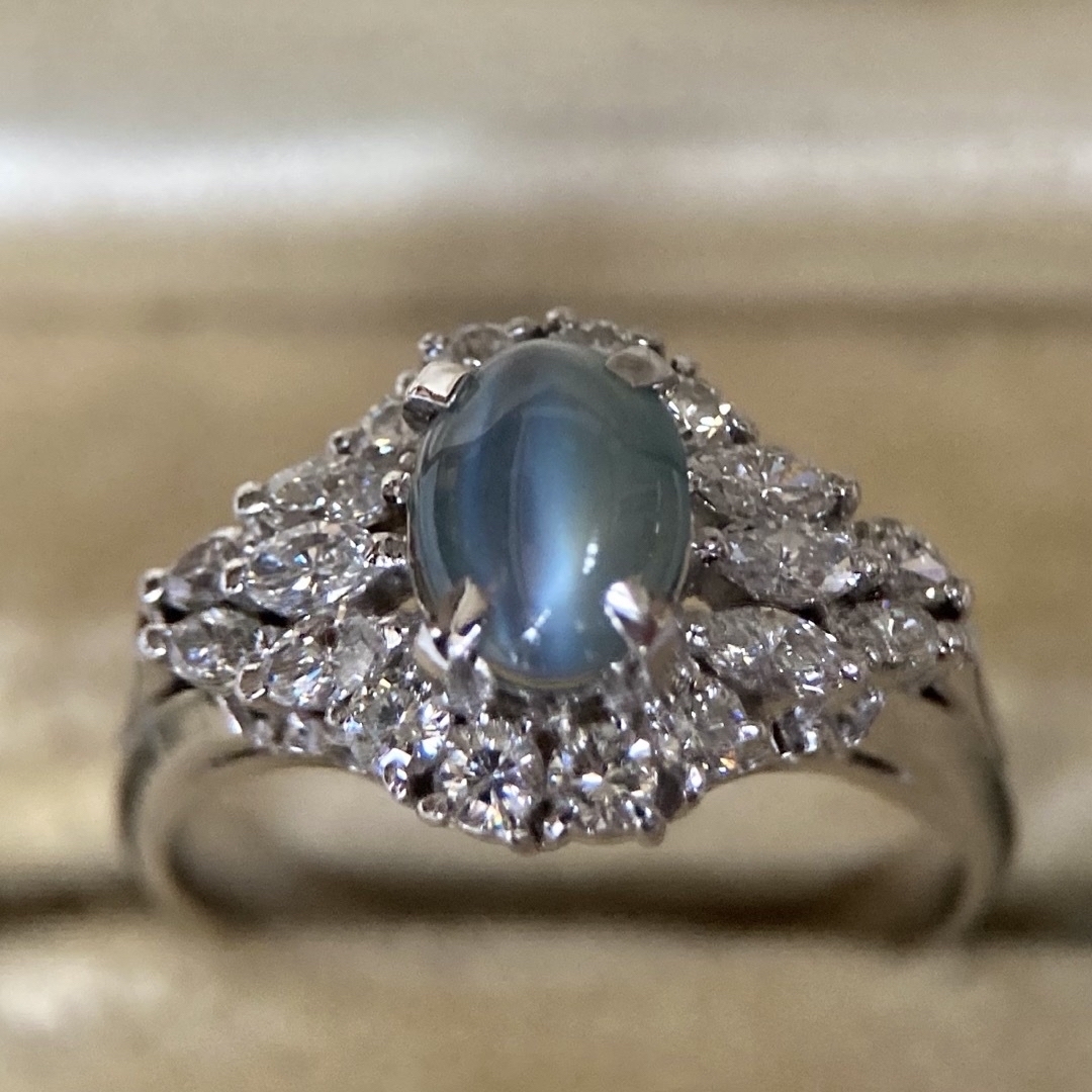 プラチナ　アレキサンドライトキャッツアイ1.27 ct 0.68ct リング レディースのアクセサリー(リング(指輪))の商品写真