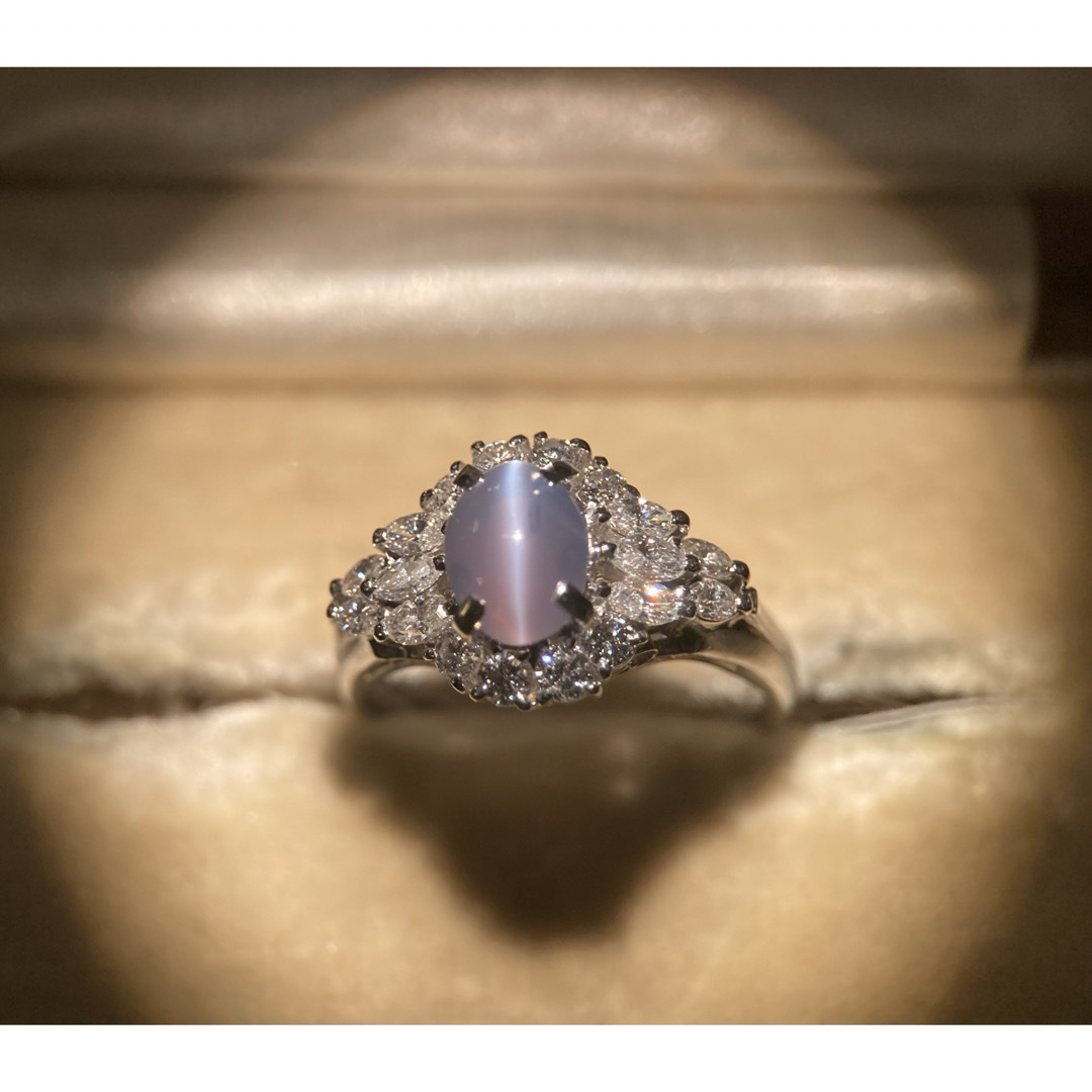 プラチナ　アレキサンドライトキャッツアイ1.27 ct 0.68ct リング レディースのアクセサリー(リング(指輪))の商品写真