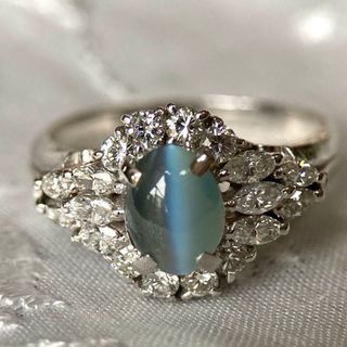 プラチナ　アレキサンドライトキャッツアイ1.27 ct 0.68ct リング(リング(指輪))