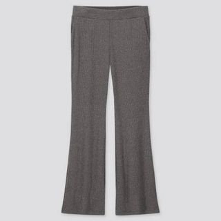 ユニクロ(UNIQLO)のUNIQLO リブフレアパンツ（丈標準68.5～70.5cm）XL タグ付き新品(カジュアルパンツ)