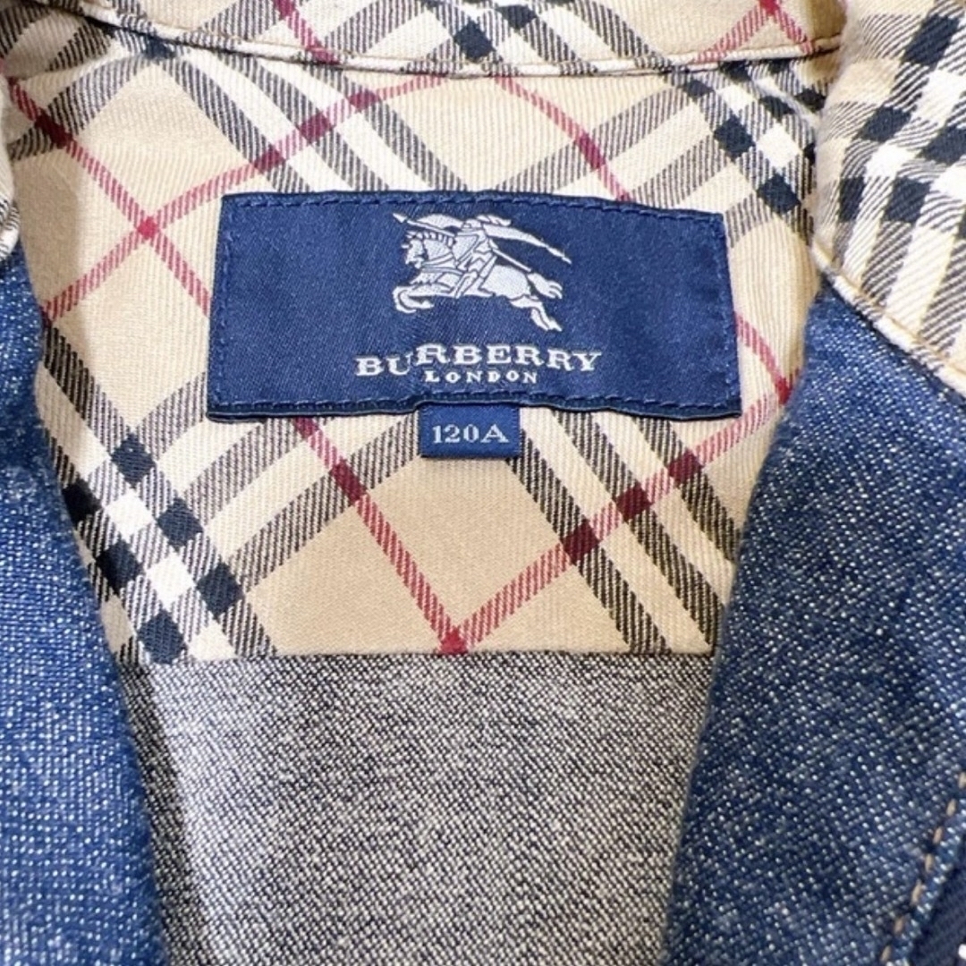 BURBERRY(バーバリー)の最終お値下げです　バーバリー　デニムジャケット　Gジャン　120 ノバチェック キッズ/ベビー/マタニティのキッズ服男の子用(90cm~)(ジャケット/上着)の商品写真