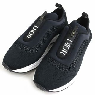 ディオールオム(DIOR HOMME)の美品△DIOR ディオール オム 20CDC B25 メッシュニット＆ネオプレン ロートップ スニーカー ロゴ ジッパー シューズ ブラック×ホワイト 43(スニーカー)