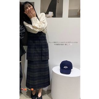 philme one shoulder plaid op(ロングワンピース/マキシワンピース)