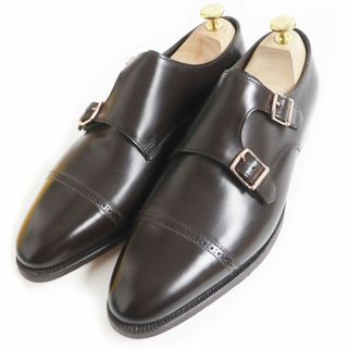 ジョンロブ(JOHN LOBB)の未使用品□ジョンロブ PHILIP 2 7000ラスト パンチドキャップトゥ レザー ダブルモンクストラップ ドレスシューズ 濃茶 7 1/2E 英国製(ドレス/ビジネス)