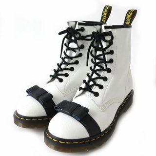 ドクターマーチン(Dr.Martens)の未使用品△Dr.Martens ドクターマーチン CRACKLE クラックル 1460 ロゴエンボスリボン付 ひび割れ加工 8ホール レザー ブーツ ホワイト UK6(ブーツ)