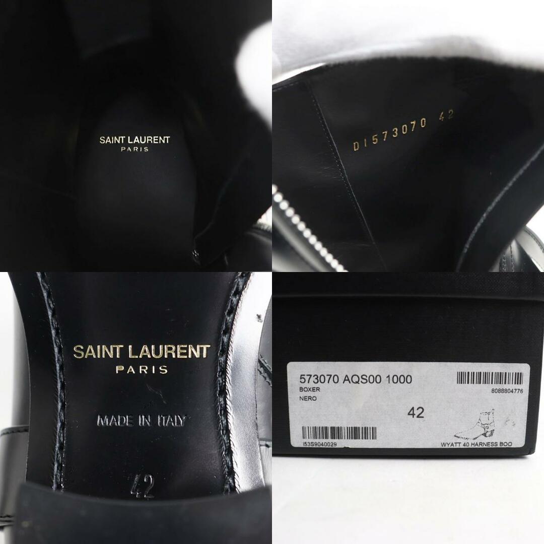 Saint Laurent(サンローラン)の未使用品●現行モデル サンローランパリ クラシック ワイアット ハーネスブーツ 573070 カーフレザー ショートブーツ 黒 42 箱・袋付き メンズの靴/シューズ(ブーツ)の商品写真