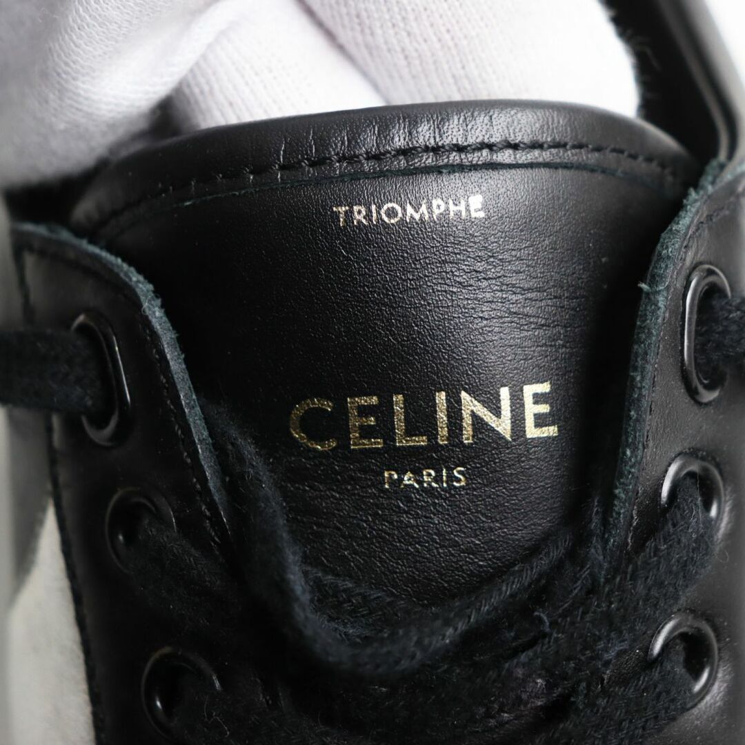 celine(セリーヌ)の良品●CELINE セリーヌ TRIOMPHE/トリオンフ TR01L レースアップ ローカット レザースニーカー ブラック×シルバー 43 メンズ メンズの靴/シューズ(スニーカー)の商品写真