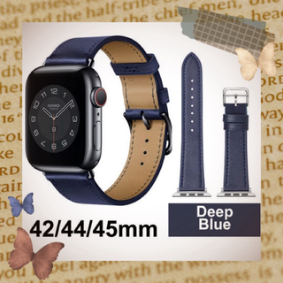 アップルウォッチ(Apple Watch)のApple Watch バンド 合皮 42/44/45mm ディープブルー(レザーベルト)