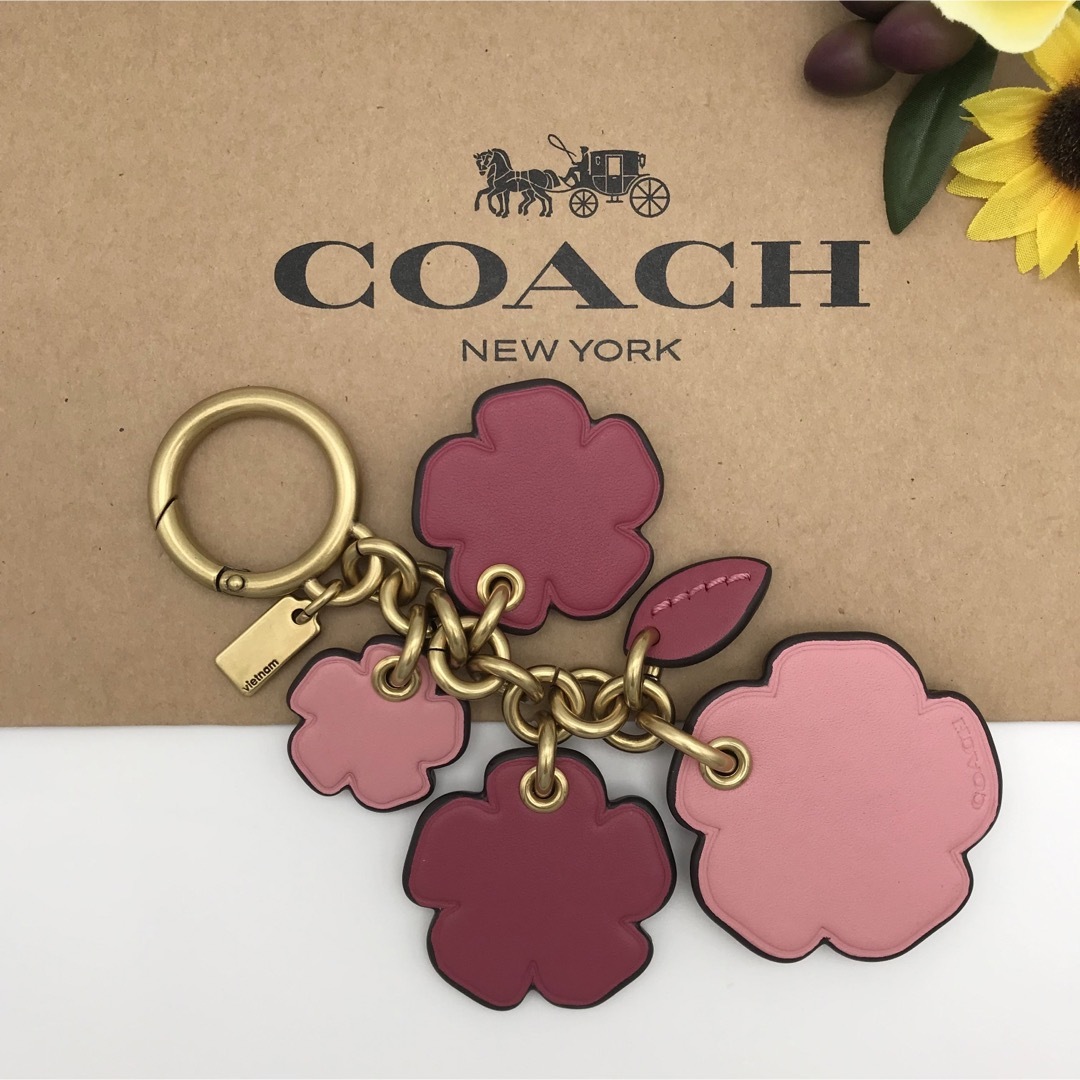 COACH ★大人気★ ティーローズ ミックス バッグチャーム バブルガム 新品