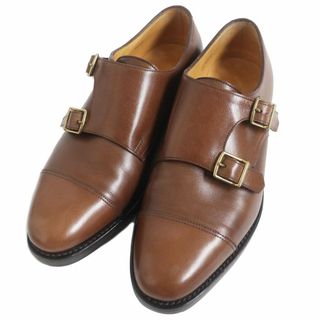 ジョンロブ(JOHN LOBB)の美品□ジョンロブ WILLIAM /ウィリアム ダブルモンクストラップ ゴールド金具 キャップトゥ レザーシューズ ブラウン 5E イングランド製(ドレス/ビジネス)