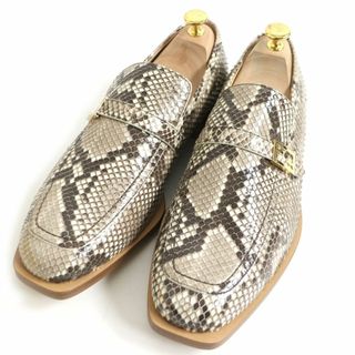 フェンディ(FENDI)の未使用品□FENDI/フェンディ 7D1341 FFビット/ズッカ ゴールド金具 パイソン スネークスキン レザーローファー ブラウン系 9 イタリア製(その他)