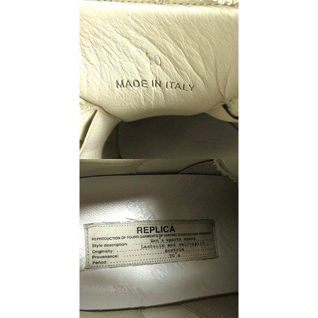 Maison Martin Margiela(マルタンマルジェラ)の美品□メゾンマルジェラ22 70's REPLICA ペイントデザイン ジャーマントレーナー ラムスキン ローカットスニーカー ベージュ 40 伊製 メンズの靴/シューズ(スニーカー)の商品写真