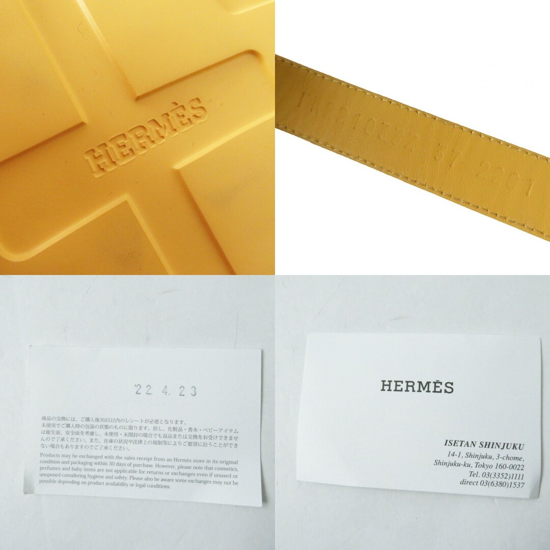 Hermes(エルメス)の未使用◎正規品 22SS エルメス Enid エニド レディース 厚底 レザー×ラバー サンダル イエロー×シルバー金具 37 箱・保管袋付 定147400円 レディースの靴/シューズ(サンダル)の商品写真