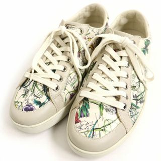 グッチ(Gucci)の美品□GUCCI/グッチ　322734　フローラ/花柄　レザー　ローカットスニーカー/レースアップシューズ　オフホワイト系　5 1/2G　イタリア製(スニーカー)