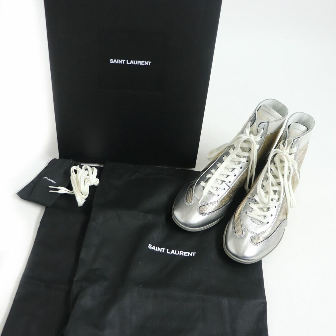 Saint Laurent(サンローラン)の未使用品□サンローランパリ 605168 MICK MIP TOP SNEAKER レザー ハイカットスニーカー シルバー/ゴールド 41 1/2 イタリア製 箱付き メンズの靴/シューズ(スニーカー)の商品写真