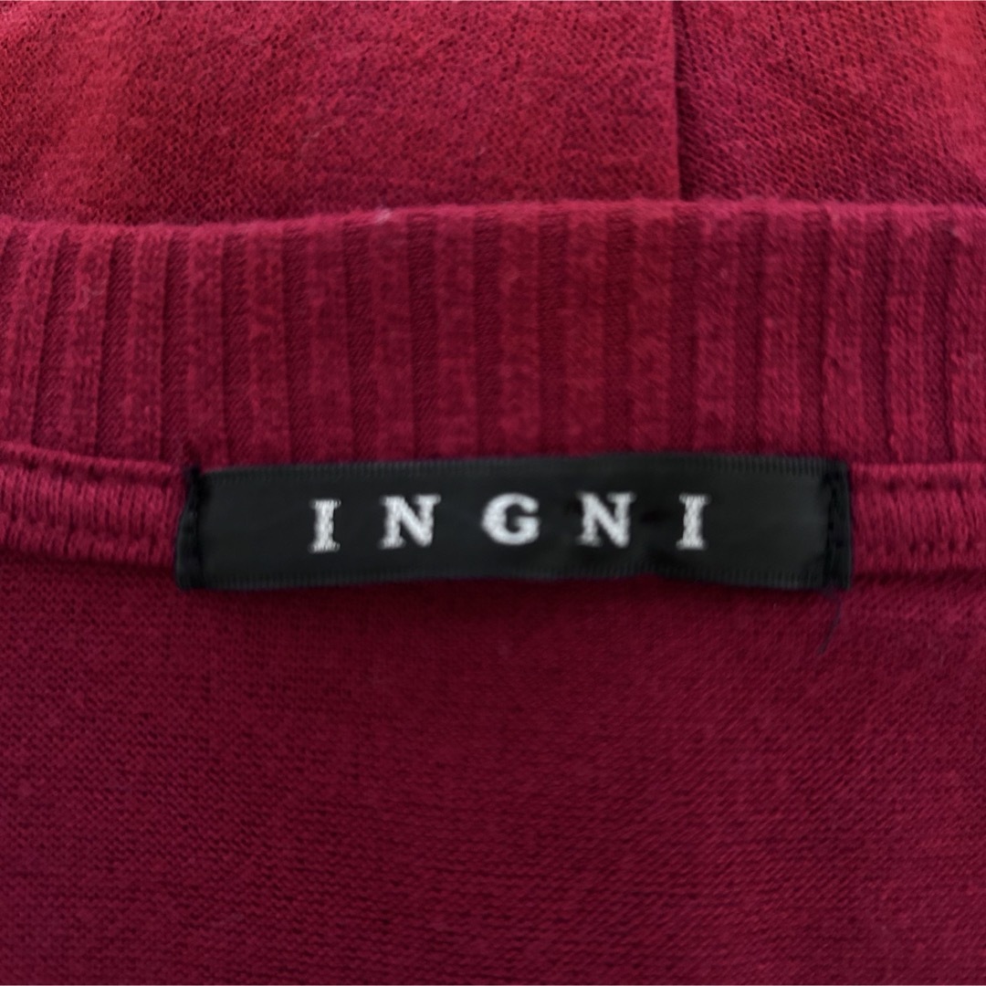 【美品】INGNI イング 英字ロゴ ロングカーディガン Mサイズ ワインレッド