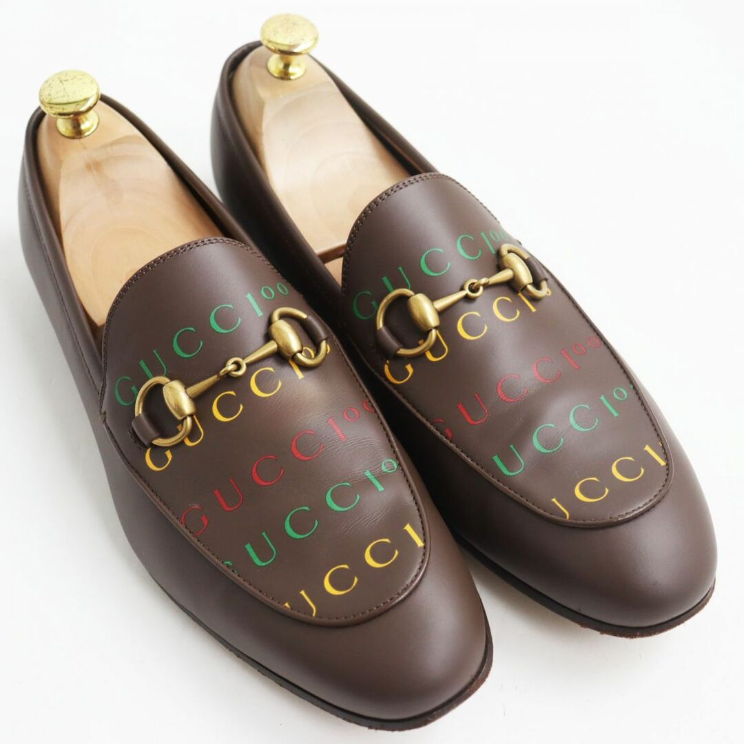 Gucci(グッチ)の美品●GUCCI グッチ 100周年記念モデル 677069 ホースビットローファー/レザーシューズ ブラウン×マルチカラー 6 1/2 イタリア製 メンズ メンズの靴/シューズ(その他)の商品写真