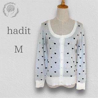 【美品】hadit ハート ドット ニット カーディガン Mサイズ(カーディガン)