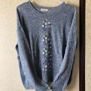 サマンサモスモス(SM2)のサマンサモスモス 綿麻 小鳥と花刺繍セーター(ニット/セーター)