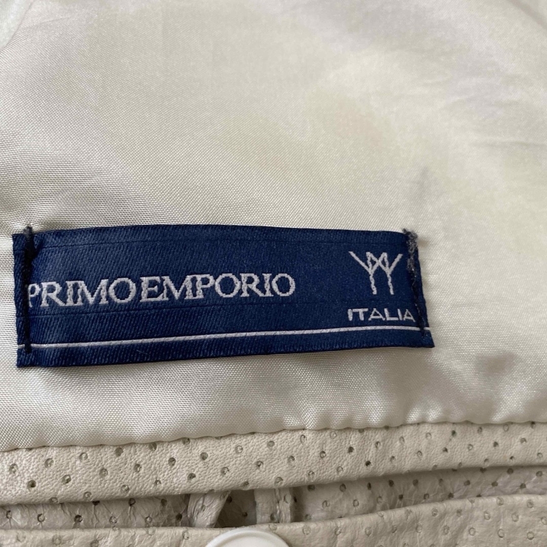 超お洒落品❗️PRIMO EMPORIO  ライダースジャケット M アイボリー メンズのジャケット/アウター(ライダースジャケット)の商品写真