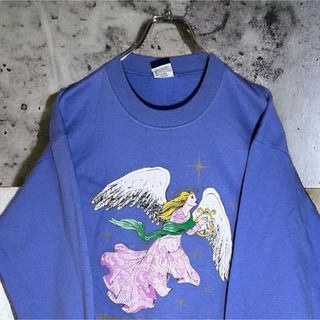 カルクルー(CalCru)の90's USA製 CalCru 天使ビックロゴ 長袖Tシャツ ヴィンテージ L(スウェット)